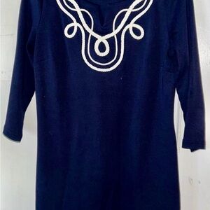 Talbots Navy Shift Dress with Nautical Rope Detail Medium